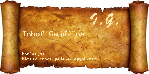 Inhof Gajána névjegykártya